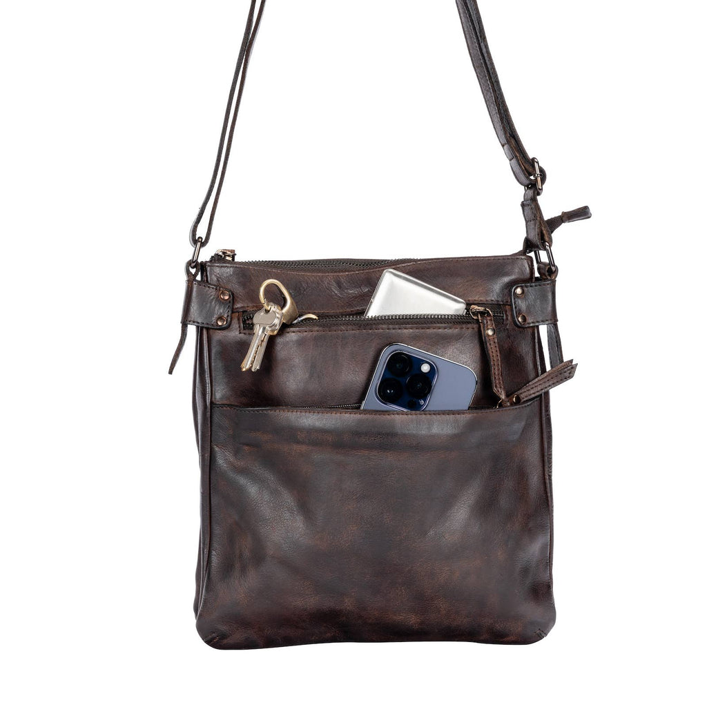 Robbie Leather Crossbody Shoulder Bag: Brown