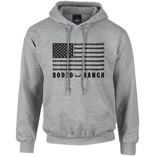 Rodeo Ranch Spur Flag Front Hoodie - Sport Grey: L