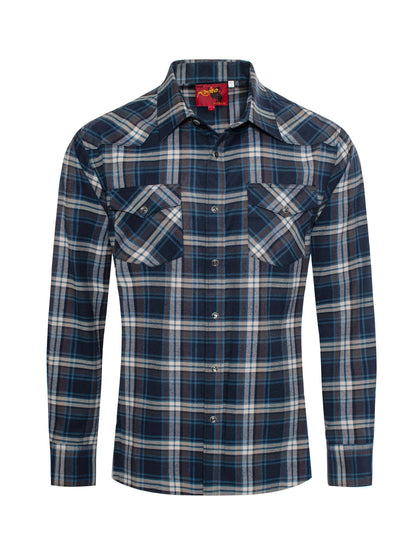 Men's Western Long Sleeve Flannel Shirts With Snap Buttons: L