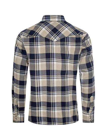 Men's Western Long Sleeve Flannel Shirts With Snap Buttons: M