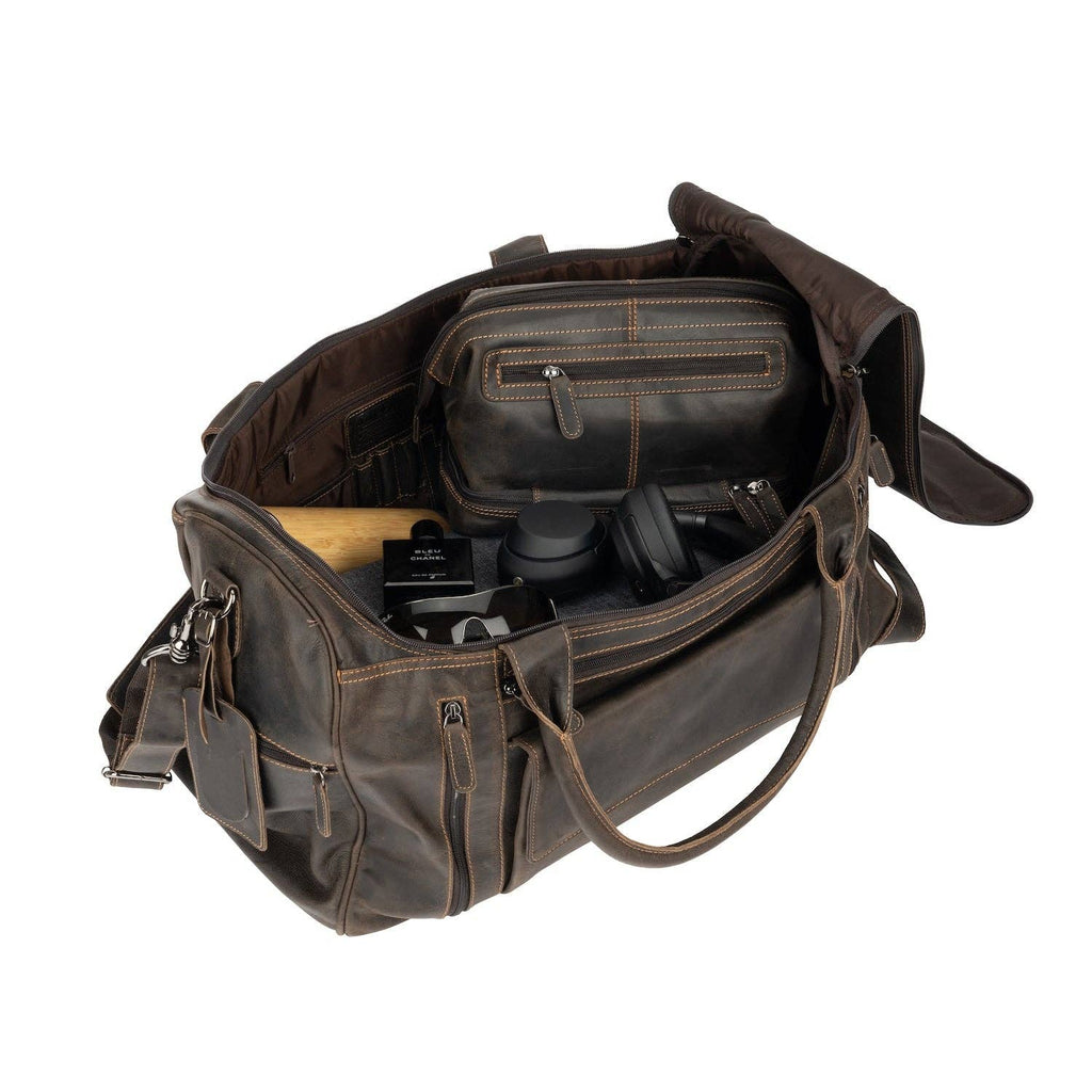 Leather Travel Bag Large - Casual Vintage Look - GW12790: Sandal