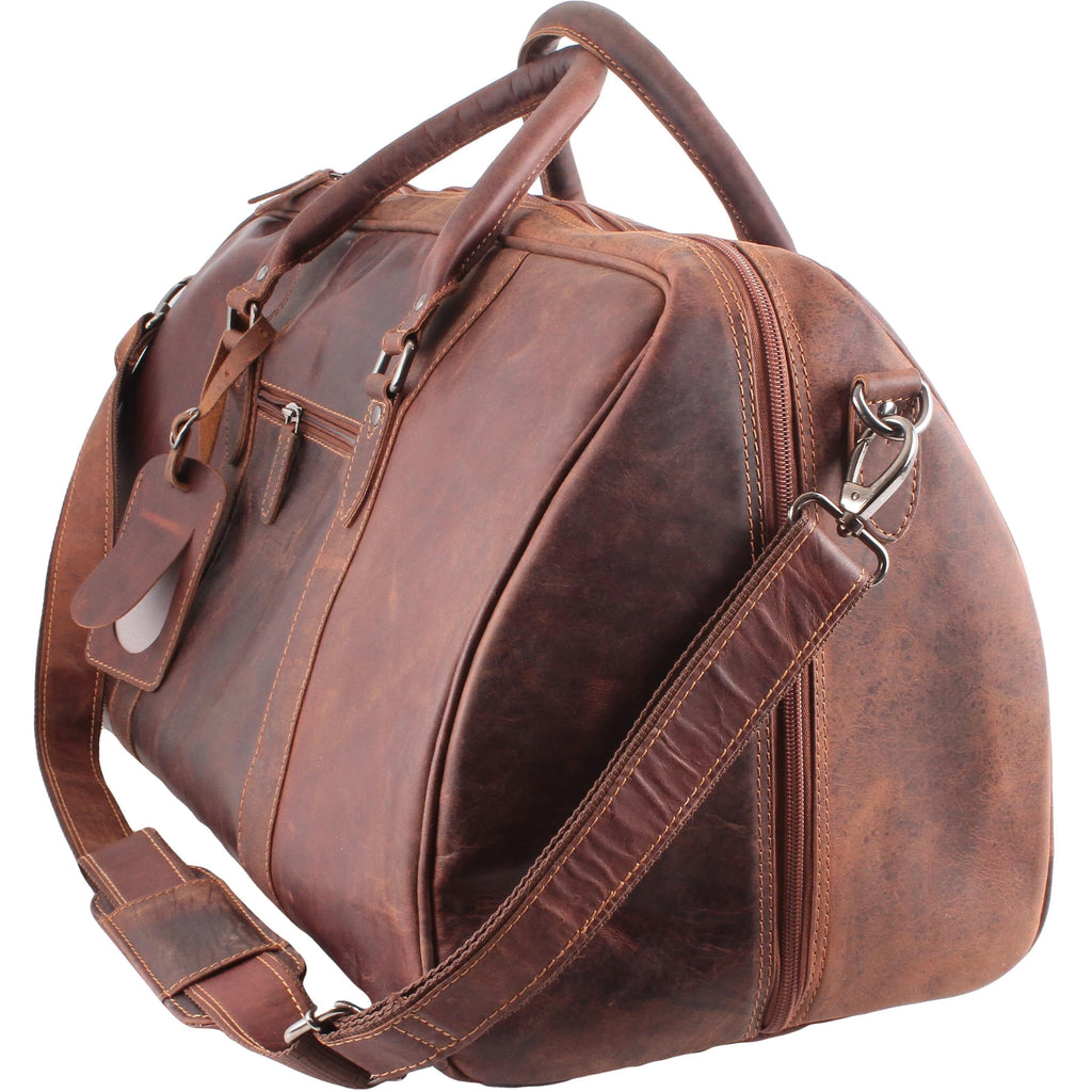 Leather Overnight Travel Bag Victoria GW12795: Brown
