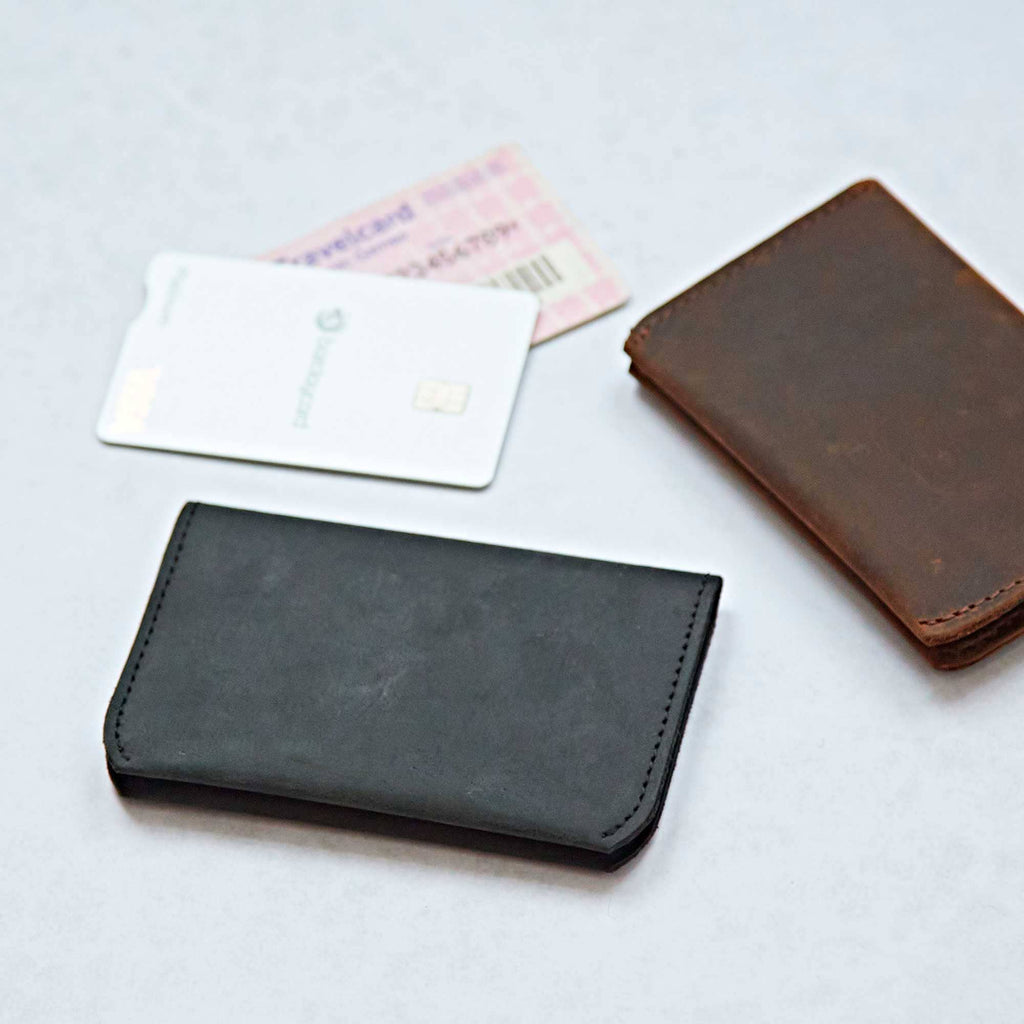 Buffalo Leather Card Wallet - Handmade: Brown