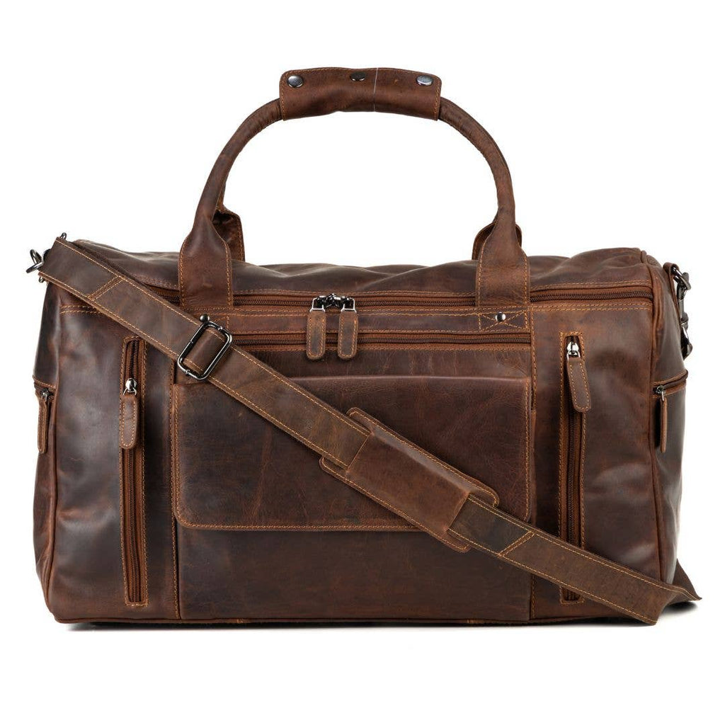 Leather Travel Bag Large - Casual Vintage Look - GW12790: Sandal