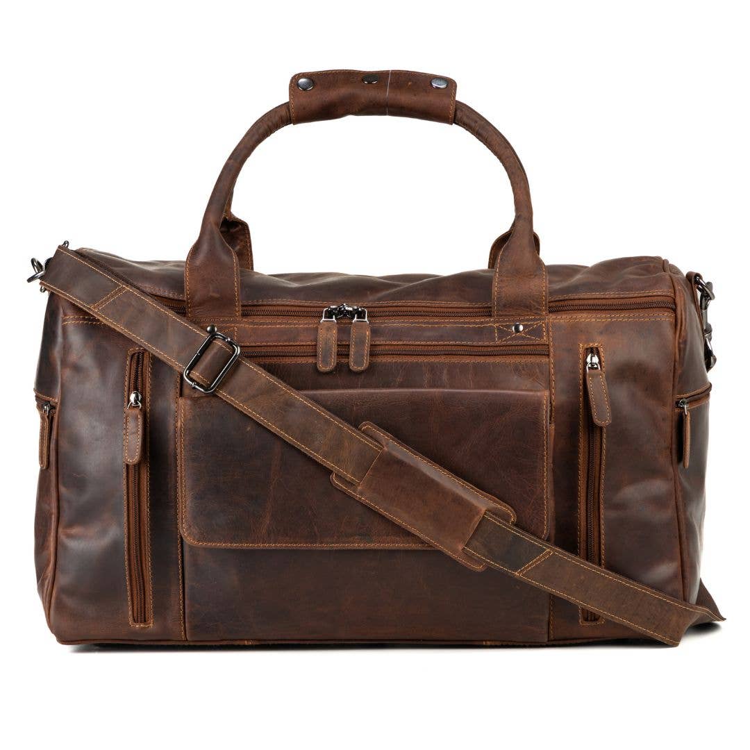 Leather Travel Bag Large - Casual Vintage Look - GW12790: Sandal