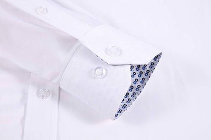 Mens Dress Shirts Wrinkle Free Regular Long Sleeve Shirts - WHITE: L