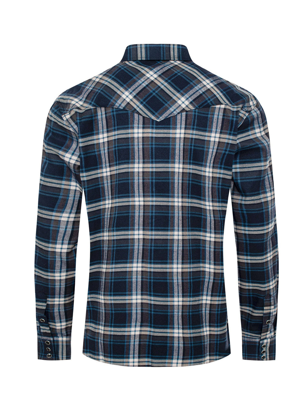 Men's Western Long Sleeve Flannel Shirts With Snap Buttons: L