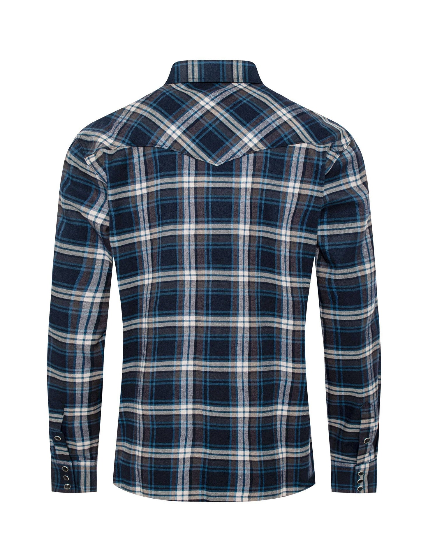 Men's Western Long Sleeve Flannel Shirts With Snap Buttons: L