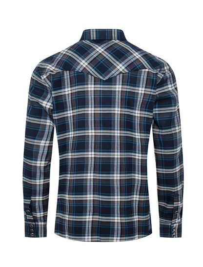 Men's Western Long Sleeve Flannel Shirts With Snap Buttons: L