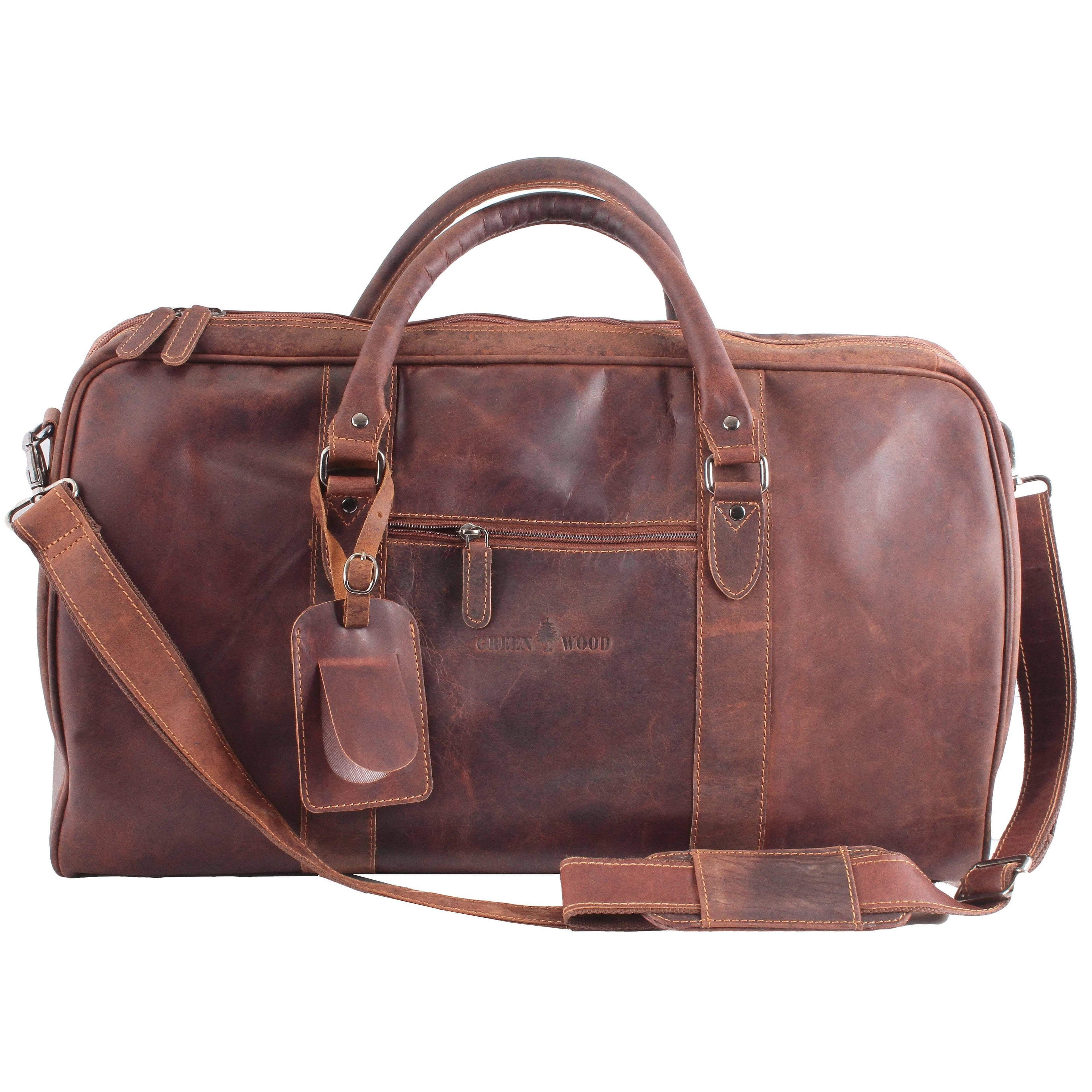 Leather Overnight Travel Bag Victoria GW12795: Brown
