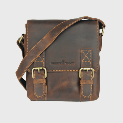 Leather Shoulder Bag Dubbo GW196651: Brown