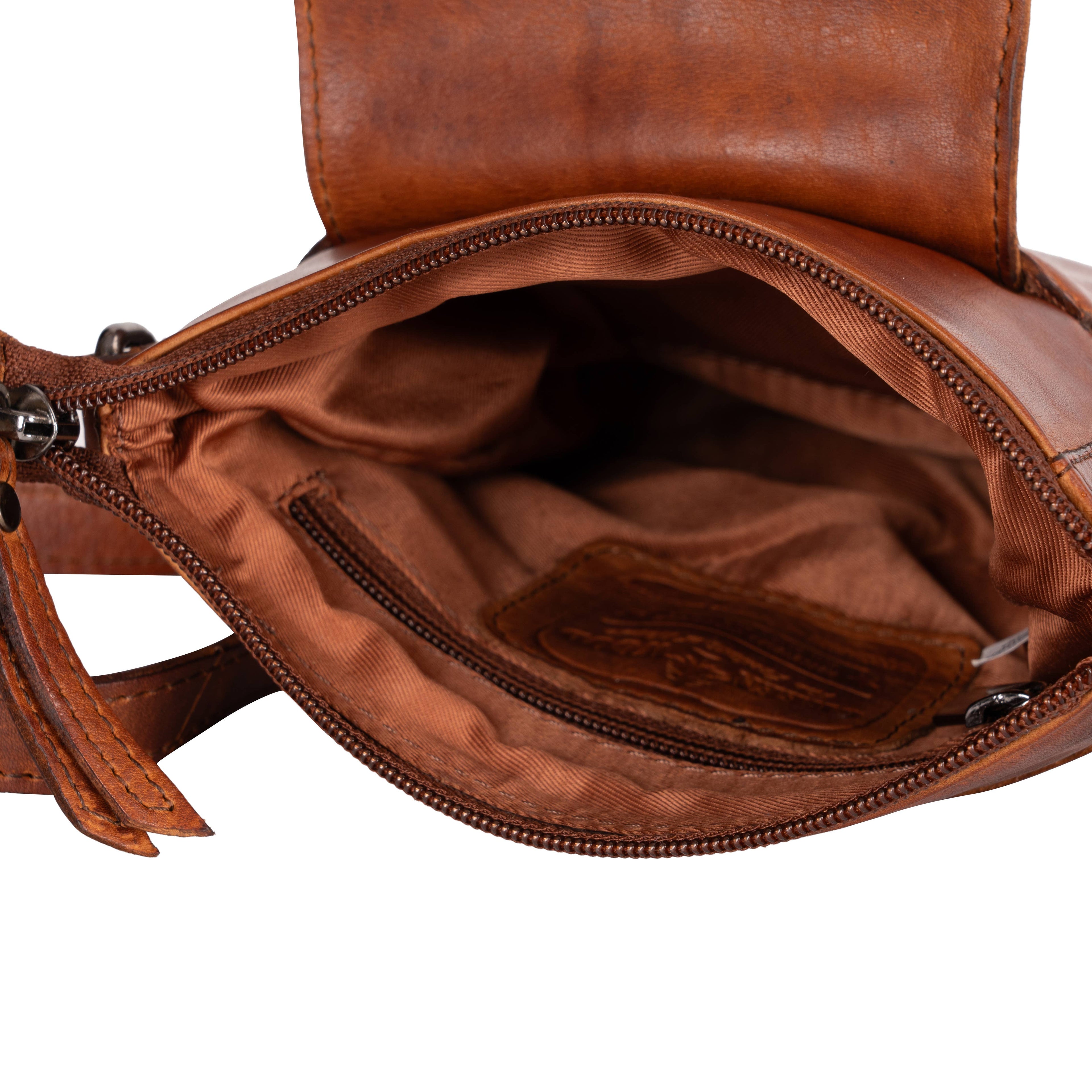 Robbie Leather Crossbody Shoulder Bag: Brown