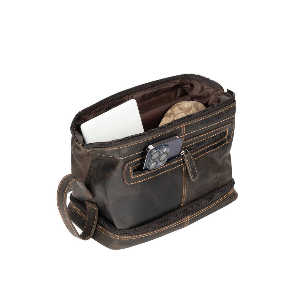 Leather Toiletry Bag Napier TB798: Brown