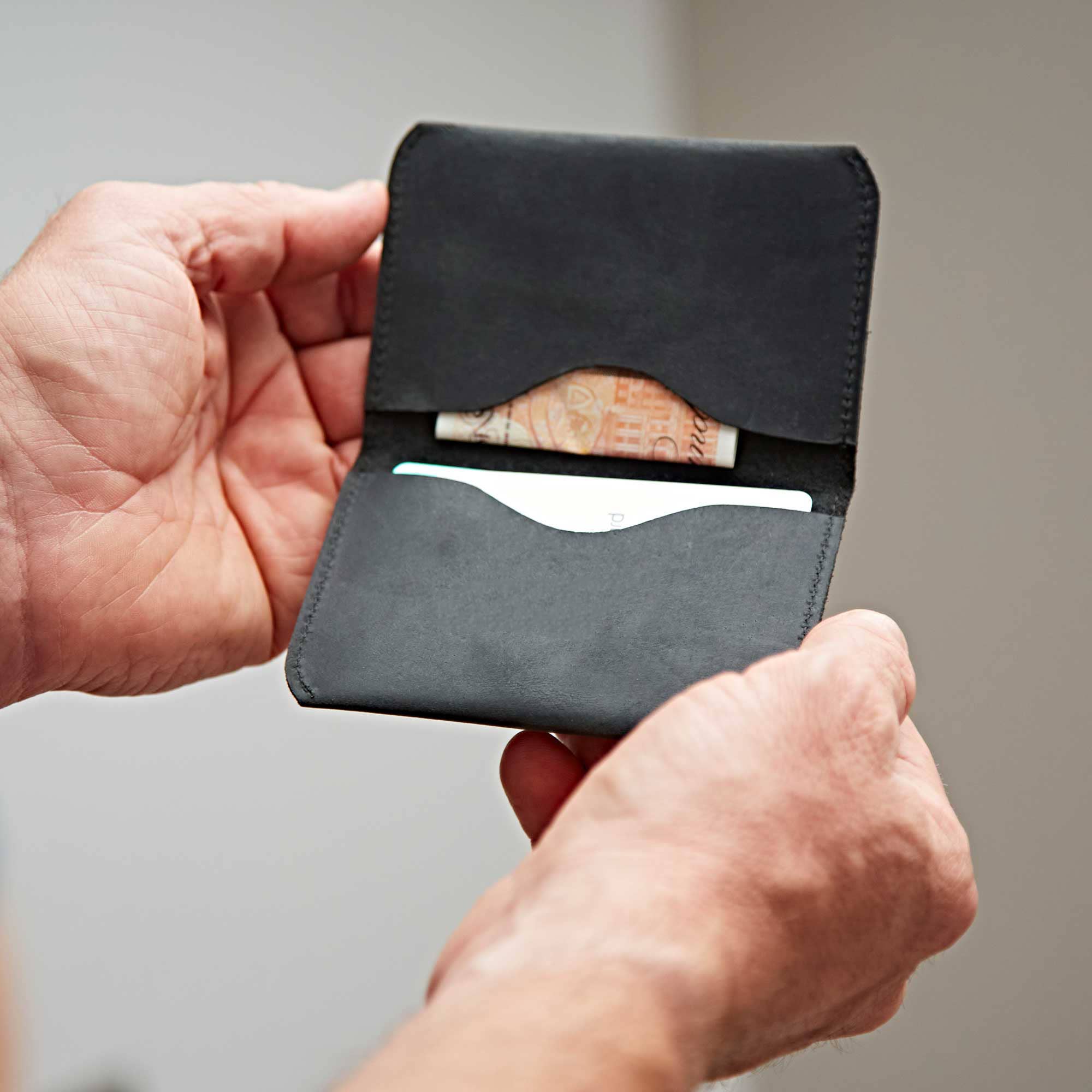 Buffalo Leather Card Wallet - Handmade: Brown