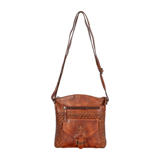 Leather Shoulder Bag Elsa for Women: Cognac