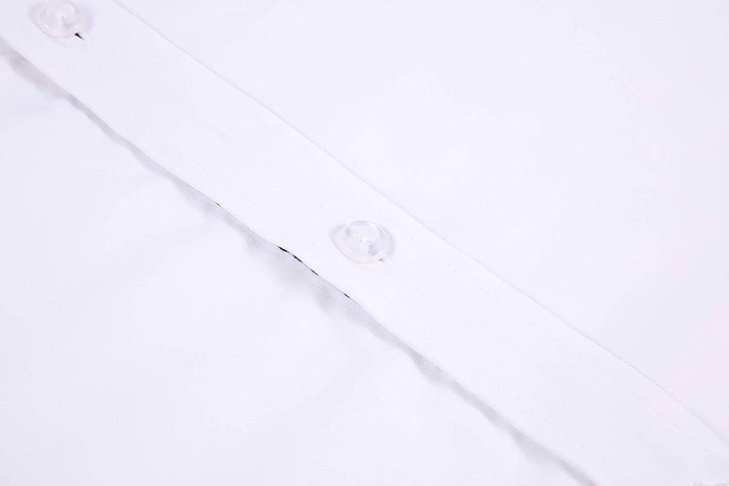 Mens Dress Shirts Wrinkle Free Regular Long Sleeve Shirts - WHITE: 2XL