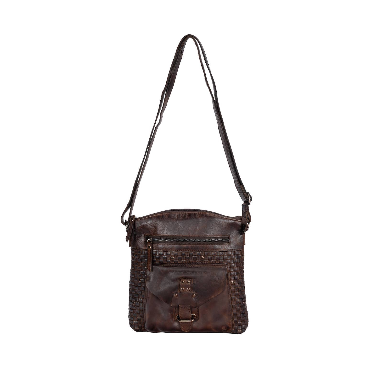 Leather Shoulder Bag Elsa for Women: Cognac