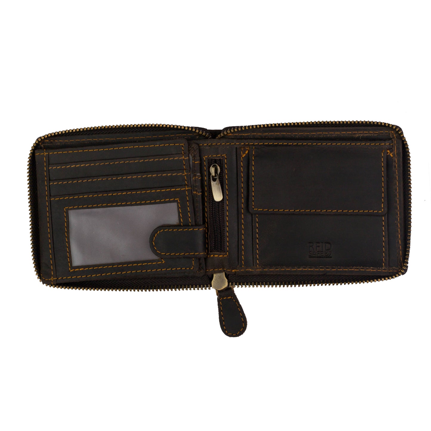 RFID wallet - RED - Zip Around Wallet GW2158Brown